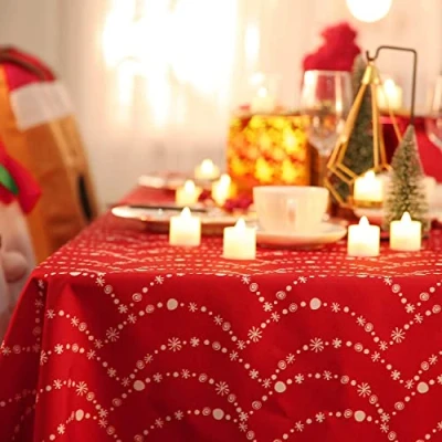 Image of Deconovo Christmas Decorations Oxford Fabric Snow Dome Necklace Pattern Rectangular Tablecloth Waterproof Wipe Clean for Children Red 51x87in(130x220cm)