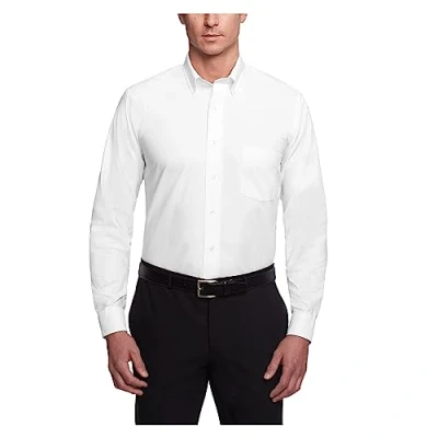 Image of Van Heusen Men&#039;s Dress Shirt Oxford Solid Regular Fit, White, 17&quot; Neck 34&quot; 35&quot; Sleeve