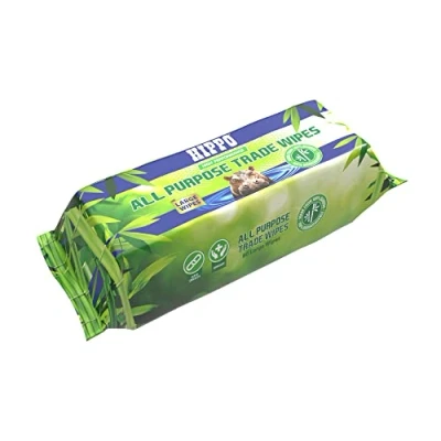 Image of Hippo All Purpose Large Bamboo Wipe 80pk x6 Multi Wipes for Cleaning, Environmentally friendly, 100% Bamboo, Biodegradable, Surface/Wet Wipes, Household