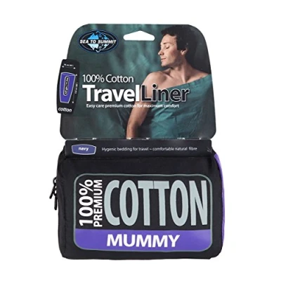 Image of Sea to Summit Premium Cotton Travel Liner Mummy Navy Blue