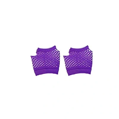 Image of Mytoptrendz® Short Fingerless Fishnet Gloves Purple One size