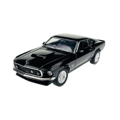 Image of Welly Ford Mustang Boss 429 Coupe Black Type I 3rd Generation 1969 1/24 Metal Model Car Die Cast New in Box