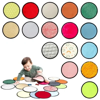 Image of Sensory Mats for Babies 16 Set Floor Tiles Rug Baby Wall Panel Multi Exploration Different Textures &amp; Colours Tactile Play Children