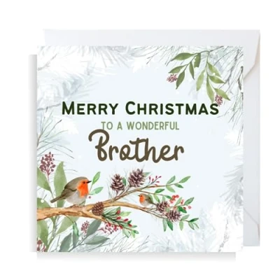 Image of Second Ave Brother Christmas Robin Square Xmas Holiday Festive Greetings Card