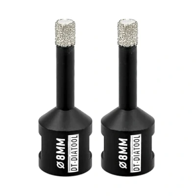 Image of DT DIATOOL Diamond Drill Bit 2PCS 8mm Hole Saw for Dry Drilling Tile Porcelain Marble Ceramic Granite