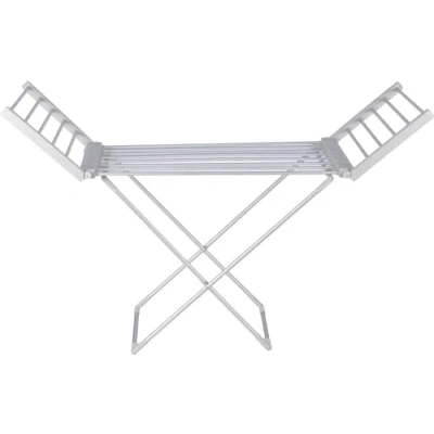 Image of MYLEK Heated Clothes Airer Rack Rail Foldable, Dryer 220W Indoor Portable Free Standing Deluxe Eco Dry Energy Efficient, Low Aluminium, Silver