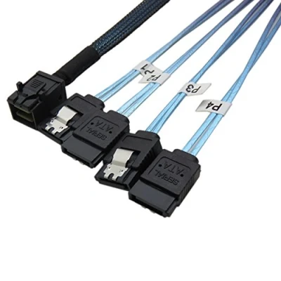 Image of YIWENTEC Internal HD Mini SAS (SFF 8643 Host) to 4X SATA (Target) Hard Drive Cable (8643 0.5M)