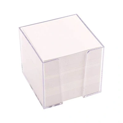 Image of D.RECT Plastic Memo Pad Cube with 700 Sheets 85 x 80 mm, Box for Home, Office, School Short Notes, Leaving Messages and Reminders White, (9461)