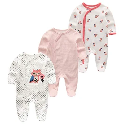 Image of Unisex Baby Cotton Pajamas Newborn Clothes Footed Bodysuit Sleep and Play Boys Girls (COLOR2, 3 6 Months)