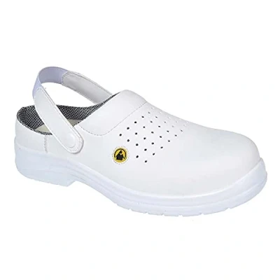 Image of Portwest Compositelite ESD Perforated Safety Clog SB AE, Size: 39, Colour: White, FC03WHR39