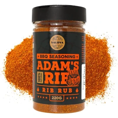 Image of Adam&#039;s Ribs BBQ Rib Rub 100% Natural And Unique Seasoning Perfect Blend Of Spices For Juicy Grill Large Jar (220g)