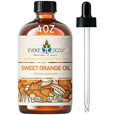 Image of EVOKE OCCU Orange Essential Oil 4 FL Oz for Clean Diffuser Spray Skin Hair DIY Candle and Soap Making 118ml