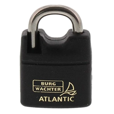 Image of Burg Wächter NI.SB Atlantic 217 F 30 Ni SB Padlock, 5 mm Shackle Thickness, 2 Keys, Black,