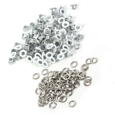 Image of 100 Set 4mm Grommet Kit, Grommets Eyelets Plain and Washers Eyelet for DIY Accessory Replacement(White)