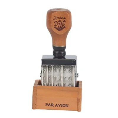 Image of Date Stamp 9 Digits Roller Personalized English Alphabet Number Symbol Rolling Wheel with Wooden Handle for Bookscraping