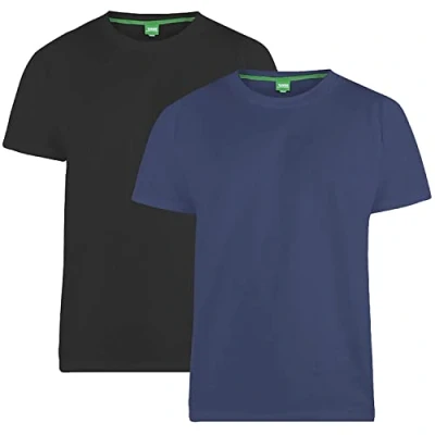 Image of D555 (KS16894 Mens Pack of 2 Crew Neck T Shirt in Black/Navy 3XL