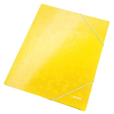 Image of Leitz 3 Flap Folder, Holds up to 150 A4 Sheets, Elastic Closure, Cardboard, Yellow, WOW Range, 39820016