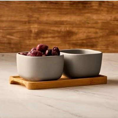 Image of BIA International Share Set of 2 Square Bowls Grey