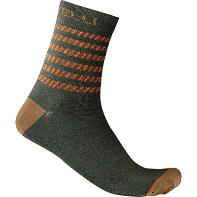 Image of CASTELLI 4521555 075 GO 15 SOCK Unisex Socks Miitary Green/Olive Green/Fier S/M