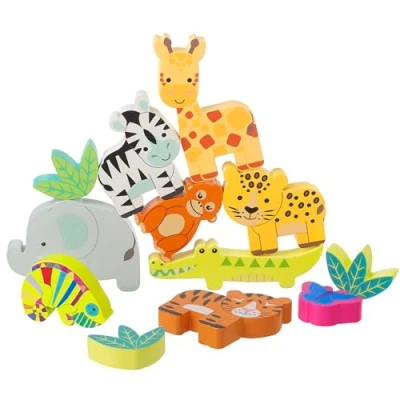 Image of Orange Tree Toys Stacking Jungle Animals Wooden Toy