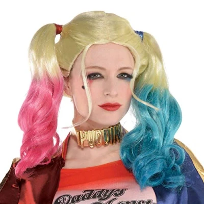 Image of amscan 9906166 Ladies Warner Bros Harley Quinn Fancy Dress Wig Accessory