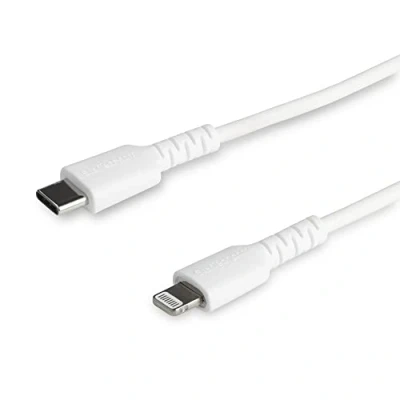 Image of StarTech.com 2m USB C to Lightning Cable Durable White Type Connector Fast Charge &amp; Sync Charging Cord, Rugged w/Aramid Fiber Apple MFI Certified iPhone 11 iPad Air (RUSBCLTMM2MW)