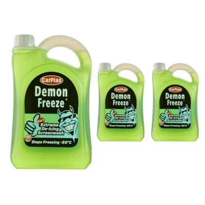 Image of CarPlan Demon Freeze Combined Wind screeen Deicer and Car Screenwash for Winter Melts down to 20C, 7.5 Litres (3 Packs of 2.5L)