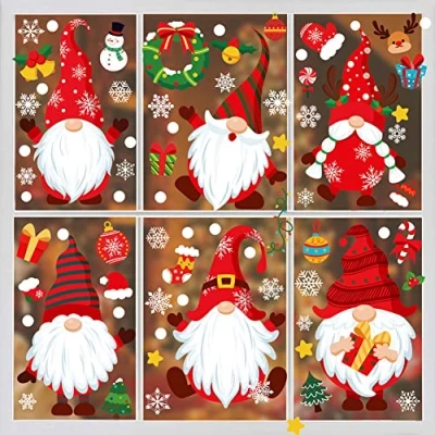 Image of Christmas Window Stickers, Reusable Clings, Static Xmas Decals Snowflake Sticker for Party Decorations (Dwarf)
