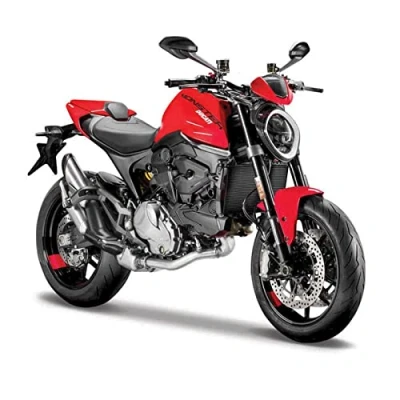 Image of Maisto M34007 20131 Ducati Monster Motorbike Incredibly Detailed Die Cast Replica Collectible Model 1:18 Scale Motorcycle Car, Sport, pre Built, Red