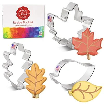 Image of Fall Leaves Cookie Cutters 3 Pc Set Made in USA by Ann Clark, Maple, Oak, Aspen