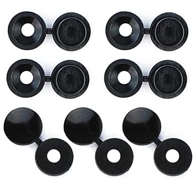 Image of Qrity 50PCS Screw Cover Caps, Black Head Covers, Plastic Hinged Fold Snap Flip Tops M3.5/M4 Decorative Covers for Furniture, Wardrobe, Cabinet