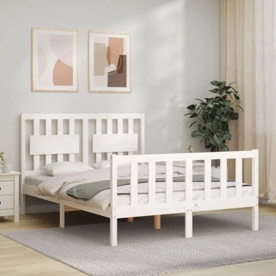 Image of vidaXL Bed Frame without Mattress White 140x190 cm Solid Wood Pine