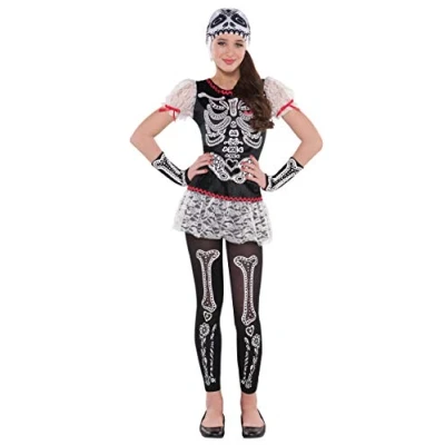 Image of amscan 10235467 Teens Sassy Skeleton Costume Age 14 16 Years 1 Pc, Non Solid Colour