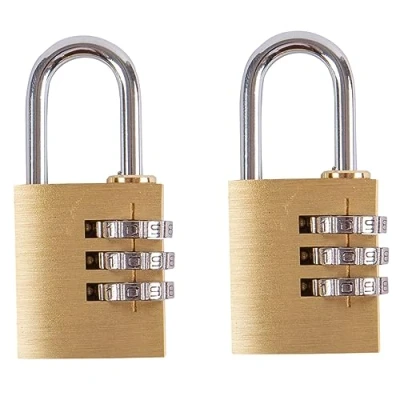 Image of 2x HeavyDuty 2.5cm Brass Combination Padlocks By Blackspur