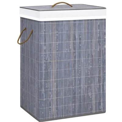 Image of vidaXL Bamboo Laundry Basket Grey
