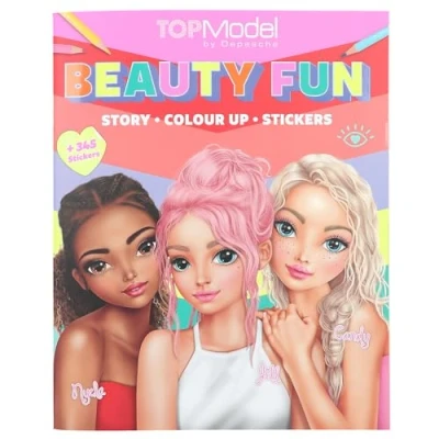 Image of Depesche 0013137 13137 TOPModel Beauty Fun Colouring Book with 36 Pages for Designing Model Motifs, Including 3 Double Sided Stickers, Multicoloured