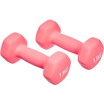 Image of Amazon Basics Neoprene Dumbbell Pair, 3kgs ( 2 Pack of 1.5 kg), Pink