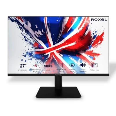 Image of Roxel 27 INCH IPS FHD Monitor Borderless Design Computer Monitor, FULL HD 1080P, 75Hz, HDMI+VGA, 99% sRGB, 5ms Response, Eye Care, Flicker Free, Low Blue Light, Frameless, RM 27F(27 inch)
