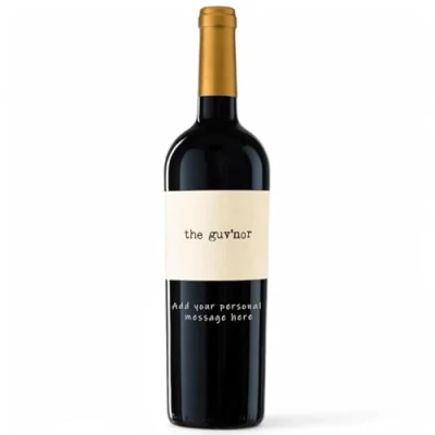 Image of Personalised The Guv’nor Red Wine Gift for all occasions, Customised Engraved Spanish Wine, with Custom Engraving, Premium Alcohol Ideas 75cl