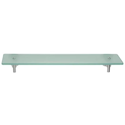 Image of tesa LUUP Glass Bathroom Shelf No Drill Made of Satined and Chrome Plated Metal Stainless Waterproof Includes Removable Adhesive Solution