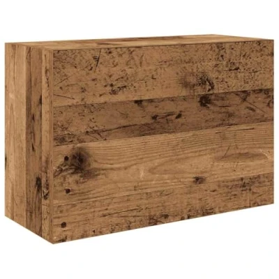 Image of vidaXL Bathroom Wall Cabinet Old Wood Finish, Engineered Wood, Gas Spring Doors, 60x25x40 cm