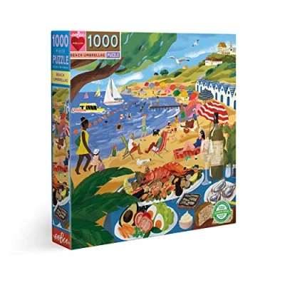 Image of eeBoo piece and Love Beach Umbrellas 1000 square adult Jigsaw Puzzle