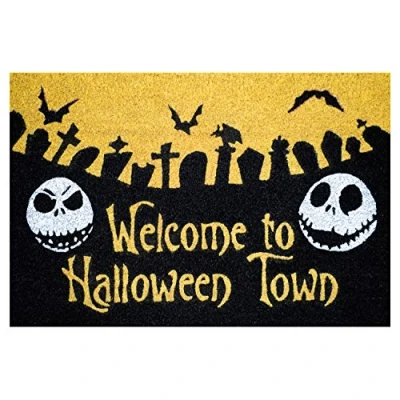 Image of Grupo Erik The Nightmare Before Christmas Halloween Town Door Mat 15.7 x 23.6 inches 40 60 cm Coconut Coir Eco Friendly 100% Indoor &amp; Outdoor