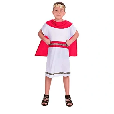 Image of amscan 9906399 Boys Red Caped Caesar Toga Book Week Fancy Dress Costume Age 6 8 Years