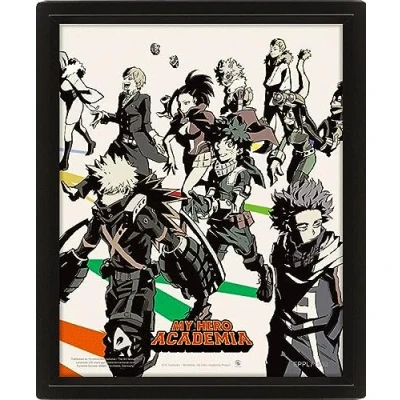 Image of Pyramid International My Hero Academia Poster in 3D (Heroes and Villains Design) Lenticular Wall Art Posters Black Picture Frame 25cm x 20cm 1.5cm Official Merchandise