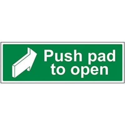 Image of V Safety Push Pad To Open Door Sign 450mm x 150mm 1mm Rigid Plastic