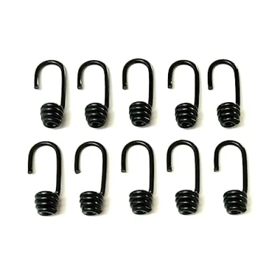 Image of Plastic Coated Steel Wire Bungee Hooks Shock Elastic Cord Rope 6mm 8mm 10mm Black (8mm, 10)