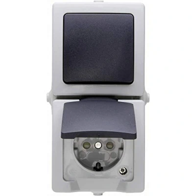 Image of Kopp 138556008 Off/Double Throw Switch Socket Combination for wet rooms Surface Mount
