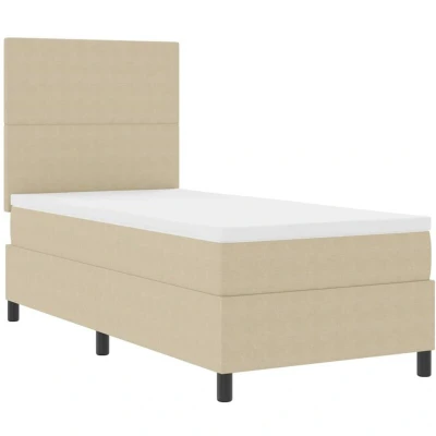 Image of vidaXL Box Spring Bed with Mattress Light Green Grey 100x200 cm Corduroy Fabric