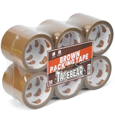 Image of TAPEBEAR Brown Packing Tape 12Rolls, Parcel General Purpose 2mil/50mic 48mm x 50m Packaging Refills Moving for Boxes, Secure Sticky Heavy Duty Cartons, Postage